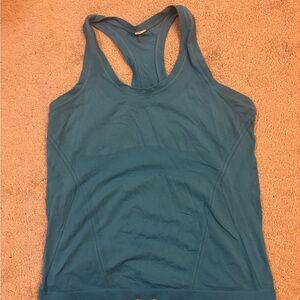 Athleta Racerback Tank Top Large Teal Blue Athletic Workout Top